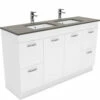 Fienza Sarah Dove Grey Undermount Double Bowl UniCab1500 Vanity On Kickboard Gloss White SD150NKD -Bathroom Supplies Sales 2024 BA7564