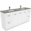 Fienza Sarah Dove Grey Undermount Double Bowl UniCab 1800 Vanity On Kickboard Gloss White SD180NKD -Bathroom Supplies Sales 2024 BA7568