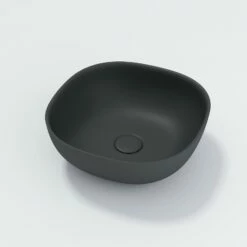 SI Aust Solid Surface Basin Above Counter 350mm X 350mm Matt Black Blanche SI-M16B