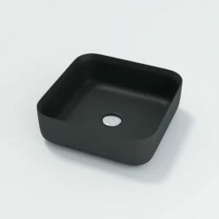 SI Aust Above Counter Basin Solid Surface Square 360mm Matt Black Bliss SI-M18B
