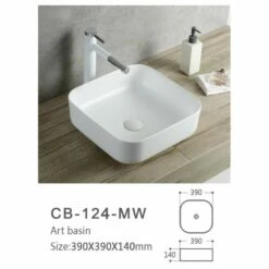 Basin Above Counter Square Matt White Sunny Group CB-124-MW