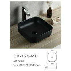 Basin Above Counter Square Matt Black Sunny Group CB-124-MB