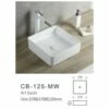 Basin Above Counter 370mm Square Matt White Sunny Group CB-125-MW 1 Basin Above Counter 370mm Square Matt White Sunny Group CB-125-MW -Bathroom Supplies Sales 2024 BA7725