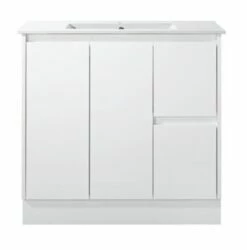 Sunny Group Sammy Series 900 Freestanding Bathroom Vanity Gloss White With Ceramic Top SK7-900W-SD