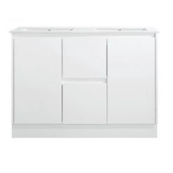 Sunny Group Sammy Series 1200 Freestanding Bathroom Vanity Gloss White With Ceramic Top SK7-1200WD-SD