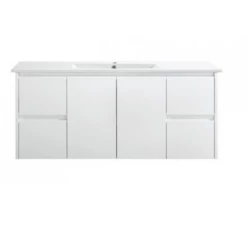 Sunny Group Willow Series 1200 Wall Hung Vanity Gloss White With Ceramic Top WH8027-1200W-SD