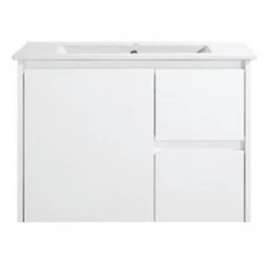 Sunny Group Willow 750 Wall Hung Bathroom Vanity Gloss White With Ceramic Top WH8027-750W-SD