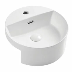 Fienza Reba Semi Recessed Basin Gloss White 1 Tap Hole 390mm X 390mm RB4065