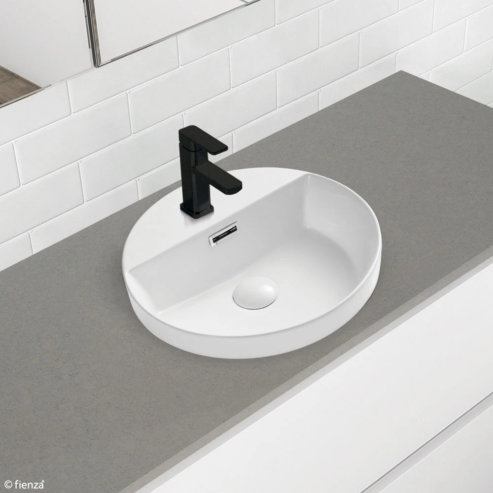 Fienza Reba Semi Inset Basin Gloss White 1 Tap Hole 390mm X 390mm RB4066 4 Fienza Reba Semi Inset Basin Gloss White 1 Tap Hole 390mm X 390mm RB4066 - Image 2