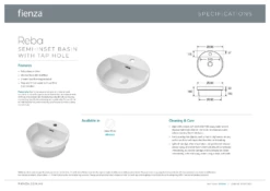 Fienza Reba Semi Inset Basin Gloss White 1 Tap Hole 390mm X 390mm RB4066 7 Fienza Reba Semi Inset Basin Gloss White 1 Tap Hole 390mm X 390mm RB4066 -Bathroom Supplies Sales 2024 BA8020