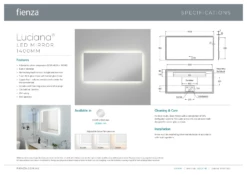 Fienza Luciana 1400mm X 700mm LED Bathroom Mirror With Demister & Touch Sensor LED02-140 10 Fienza Luciana 1400mm X 700mm LED Bathroom Mirror With Demister & Touch Sensor LED02-140 -Bathroom Supplies Sales 2024 BA8032