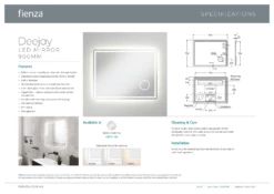 Fienza Deejay 900mm X 700mm LED Bathroom Mirror With Demister LED04-90 -Bathroom Supplies Sales 2024 BA8035 1