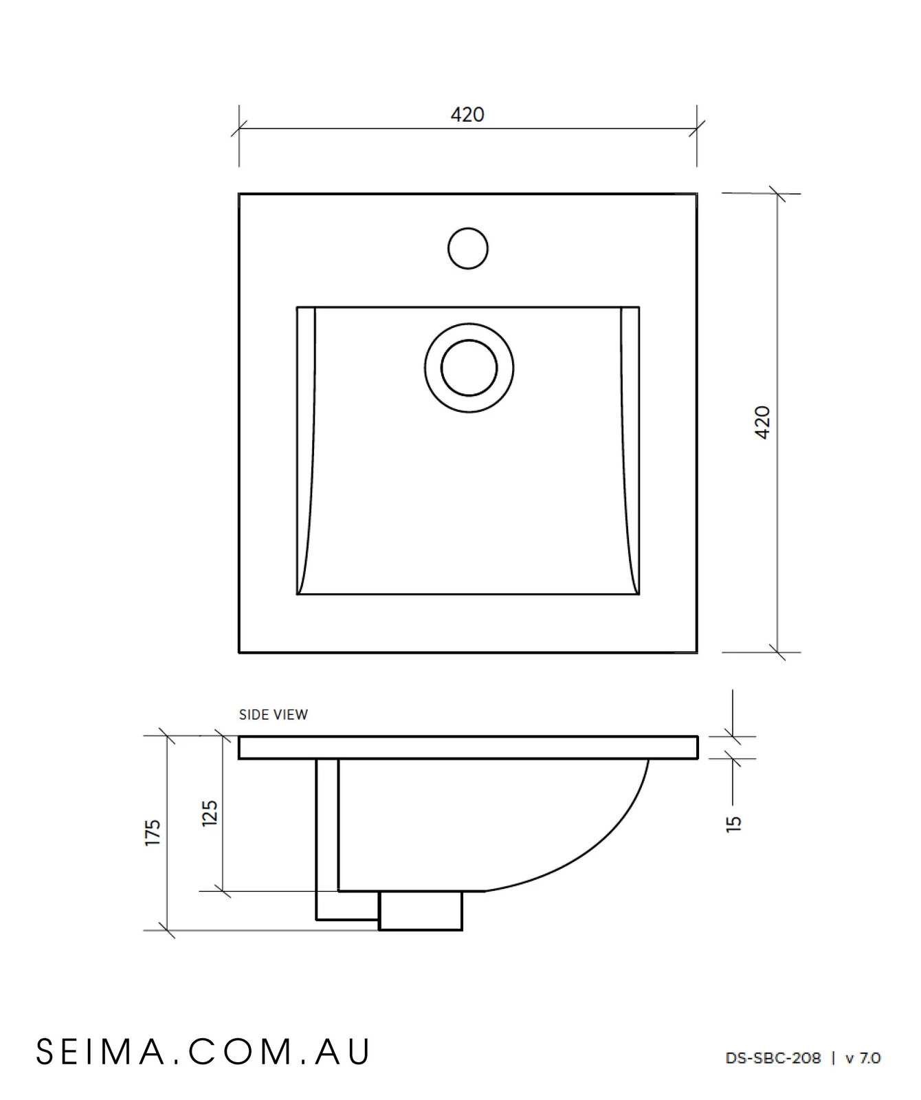Seima Kyra 208 White Ceramic Inset Above Counter Basin One Tap Hole 191476 4 Seima Kyra 208 White Ceramic Inset Above Counter Basin One Tap Hole 191476 - Image 2