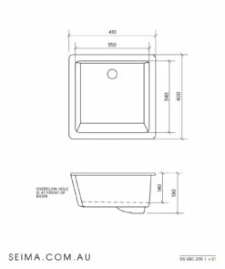 Seima Kyra 209 White Ceramic Under Counter Basin Square 191479 -Bathroom Supplies Sales 2024 BA8128 2