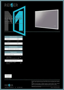 Remer Kara D LED Bathroom Mirror With Demister 900mm X 600mm K9060D -Bathroom Supplies Sales 2024 BA8264