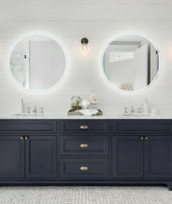 Remer Sphere DB 600mm Round Mirror With Bluetooth Speakers & LED Lighting Frameless S60DB