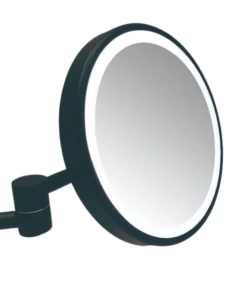 Remer Illusion Round Magnifying Bathroom Shaving Mirror With LED Lighting Matte Black ID-X5-MB