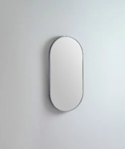 Remer Modern Oblong Bathroom Mirror Brushed Nickel 910mm X 460mm MO4691-BN