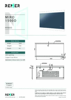 Remer Miro D 1500mm X 750mm Bathroom Mirror LED Lighting With Demister M150D 7 Remer Miro D 1500mm X 750mm Bathroom Mirror LED Lighting With Demister M150D -Bathroom Supplies Sales 2024 BA8306 1