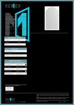 Remer LED Bathroom Mirror With Demister Matte Black Arch D 500mm X 900mm AR50D-MB 5 Remer LED Bathroom Mirror With Demister Matte Black Arch D 500mm X 900mm AR50D-MB -Bathroom Supplies Sales 2024 BA8344 1