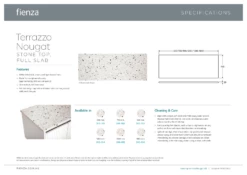 Fienza Terazzo Nougat Stone Top Full Slab 1500mm X 465mm X 20mm Vanity Cabinet Top 510-105 -Bathroom Supplies Sales 2024 BA9599