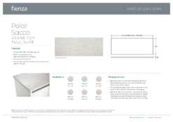 Fienza Polar Sacco Stone Top Full Slab 1500mm X 465mm X 20mm Vanity Cabinet Top 511-105 -Bathroom Supplies Sales 2024 BA9611