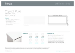 Fienza Crystal Pure Stone Top Full Slab 600mm X 465mm X 20mm Vanity Cabinet Top 503-101 -Bathroom Supplies Sales 2024 BA9614