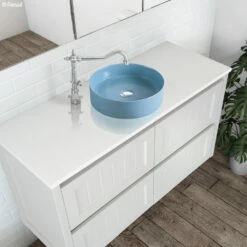 Fienza Reba Above Counter Basin Matte Blue No Tap Hole 360mm X 360mm RB3134BLUE 8 Fienza Reba Above Counter Basin Matte Blue No Tap Hole 360mm X 360mm RB3134BLUE -Bathroom Supplies Sales 2024 BA9626 2