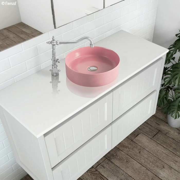 Fienza Reba Above Counter Basin Matte Pink No Tap Hole 360mm X 360mm RB3134P 5 Fienza Reba Above Counter Basin Matte Pink No Tap Hole 360mm X 360mm RB3134P - Image 3