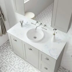 Fienza Bianco Marble Stone Top Full Slab 600mm X 465mm X 20mm Vanity Cabinet Top 504-101 -Bathroom Supplies Sales 2024 BA9647 4