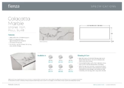 Fienza Calacatta Marble Stone Top Full Slab 1800mm X 465mm X 20mm Vanity Cabinet Top 508-106 -Bathroom Supplies Sales 2024 BA9658