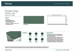 Fienza Dove Grey Stone Top Full Slab 750mm X 465mm X 20mm Vanity Cabinet Top 505-102 -Bathroom Supplies Sales 2024 BA9672 4