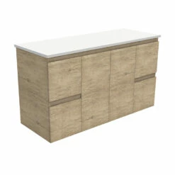 Fienza Bathroom Vanity 1200 Cabinet Wall Hung Cupboard Two Doors Edge Scandi Oak 120S