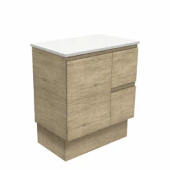 Fienza Bathroom Vanity 750 Cabinet On Kickboard 2 Door Cupboard Edge Scandi Oak 75SKR