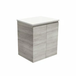 Fienza Bathroom Vanity 600 Cabinet Wall Hung Cupboard Two Doors Edge Industrial Grey 60X