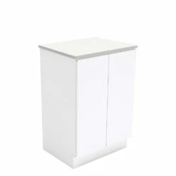 Fienza Bathroom Vanity 600 Cabinet On Kickboard 2 Door Fingerpull Gloss White 60C