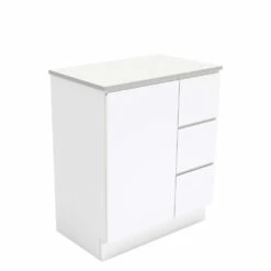 Fienza Bathroom Vanity 750 Cabinet On Kickboard Cupboard Fingerpull Gloss White 75CR