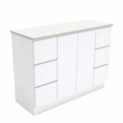 Fienza Bathroom Vanity 1200 Cabinet On Kickboard Cupboard Fingerpull Gloss White 120C