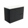 Fienza Bathroom Vanity 900 Wall Hung Cabinet Fingerpull Satin Black 90ZBR -Bathroom Supplies Sales 2024 BA9778