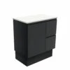 Fienza Bathroom Vanity 750 Cabinet On Kickboard Cupboard Fingerpull Satin Black 75ZBKR