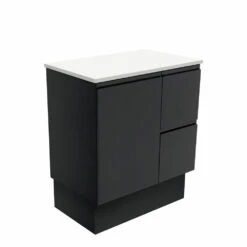 Fienza Bathroom Vanity 750 Cabinet On Kickboard Cupboard Fingerpull Satin Black 75ZBKR