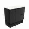 Fienza Bathroom Vanity 900 Cabinet On Kickboard Cupboard Fingerpull Satin Black 90ZBKR -Bathroom Supplies Sales 2024 BA9782