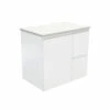 Fienza Bathroom Vanity 750 Cabinet Wall Hung Cabinet Cupboard Fingerpull Satin White 75ZR -Bathroom Supplies Sales 2024 BA9785