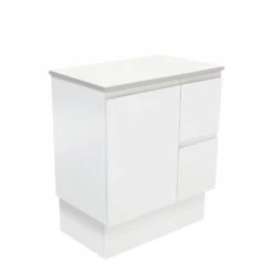 Fienza Bathroom Vanity 750 Cabinet On Kickboard Cupboard Fingerpull Satin White 75ZKR
