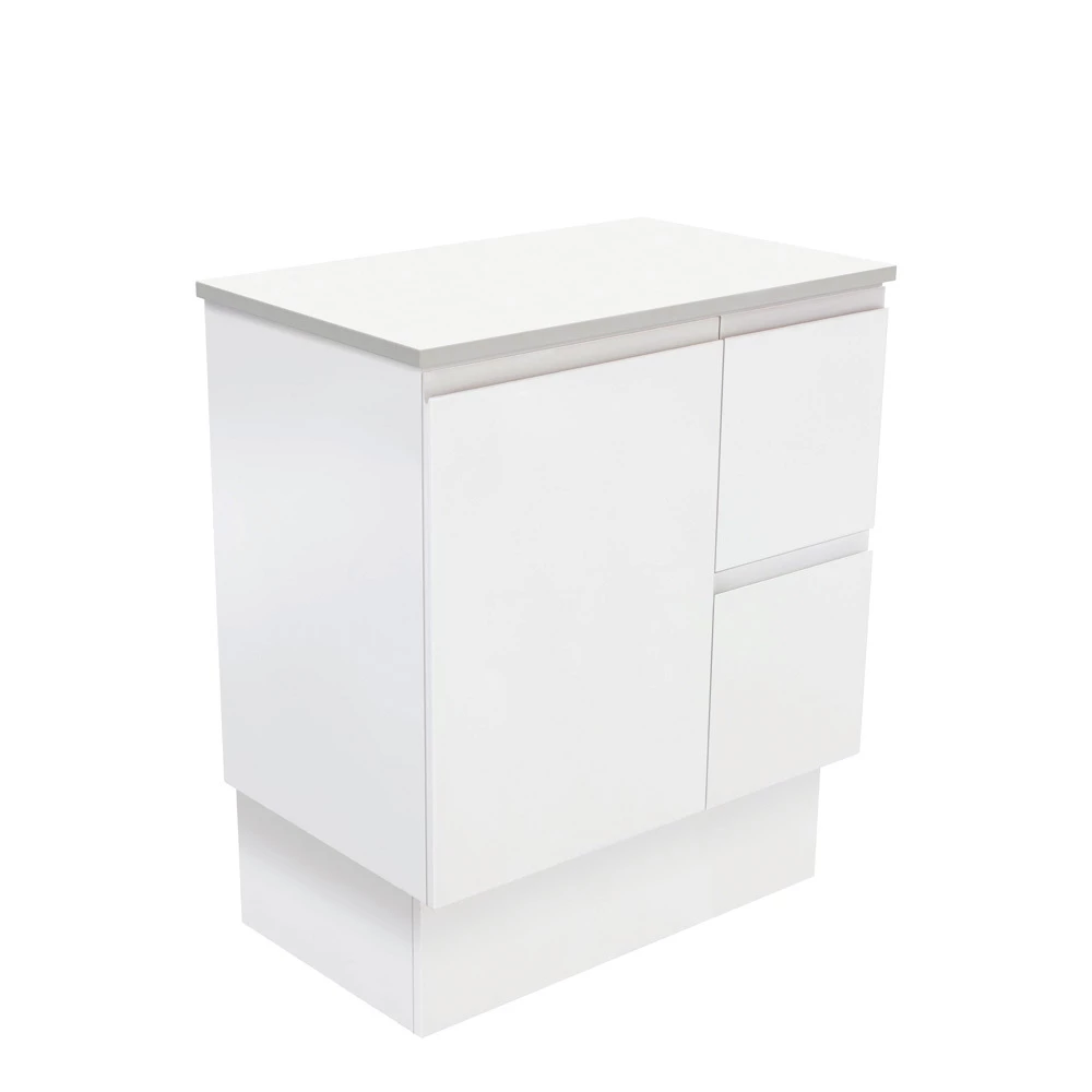 Fienza Bathroom Vanity 750 Cabinet On Kickboard Cupboard Fingerpull Satin White 75ZKR 3 Fienza Bathroom Vanity 750 Cabinet On Kickboard Cupboard Fingerpull Satin White 75ZKR