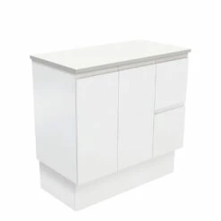 Fienza Bathroom Vanity 900 Cabinet On Kickboard Cupboard Fingerpull Satin White 90ZKR