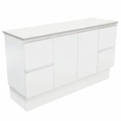 Fienza Bathroom Vanity 1500 Cabinet On Kickboard Cupboard Fingerpull Satin White 150ZK