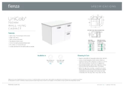 Fienza UniCab Bathroom Vanity 750 Wall Hung Cabinet Cupboard Gloss White 75JR -Bathroom Supplies Sales 2024 BA9803
