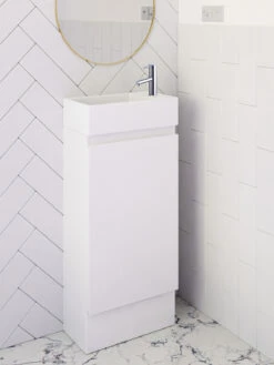 Castano Ensuite Vanity 400mm Finger Pull On Kicker White Tirami TIR400KRWH