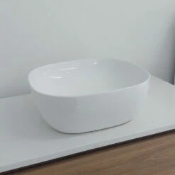 Castano Above Counter Basin 400mm Slim Vessel Vitreous China Gloss White Urbino URBSL400